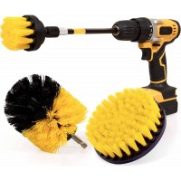 Vibratite Drill Brush Set 4pack Yellow Long Electric Drill Brush Set For Bathroom Surfaces,Corners,Kitchen And Car